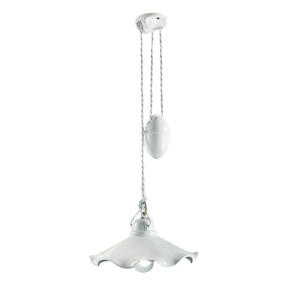 Lampa wisząca Ups and Down z falistej błyszczącej ceramiki - Belluno Viadurini