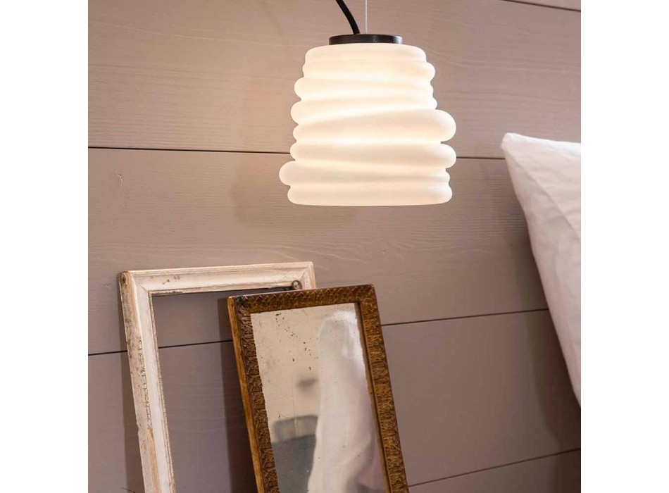 Lampa wisząca do salonu z białego szkła satynowego 3 wymiary - miękka Viadurini