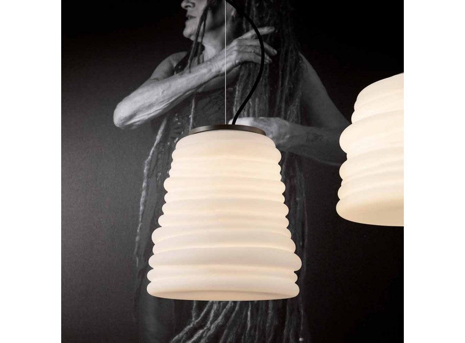 Lampa wisząca do salonu z białego szkła satynowego 3 wymiary - miękka Viadurini