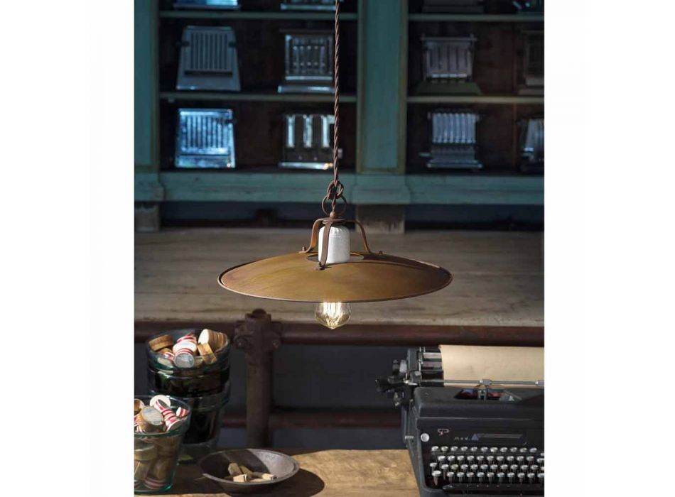 Lampa wisząca Ferroluce rzemiosła stylu przemysłowych Viadurini