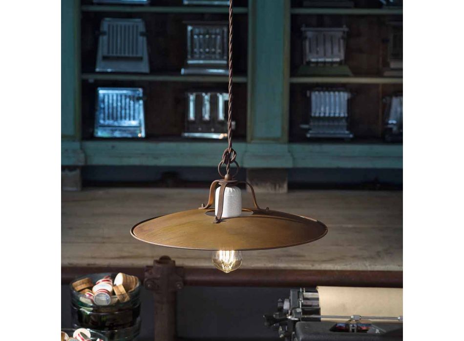 Lampa wisząca Ferroluce rzemiosła stylu przemysłowych Viadurini