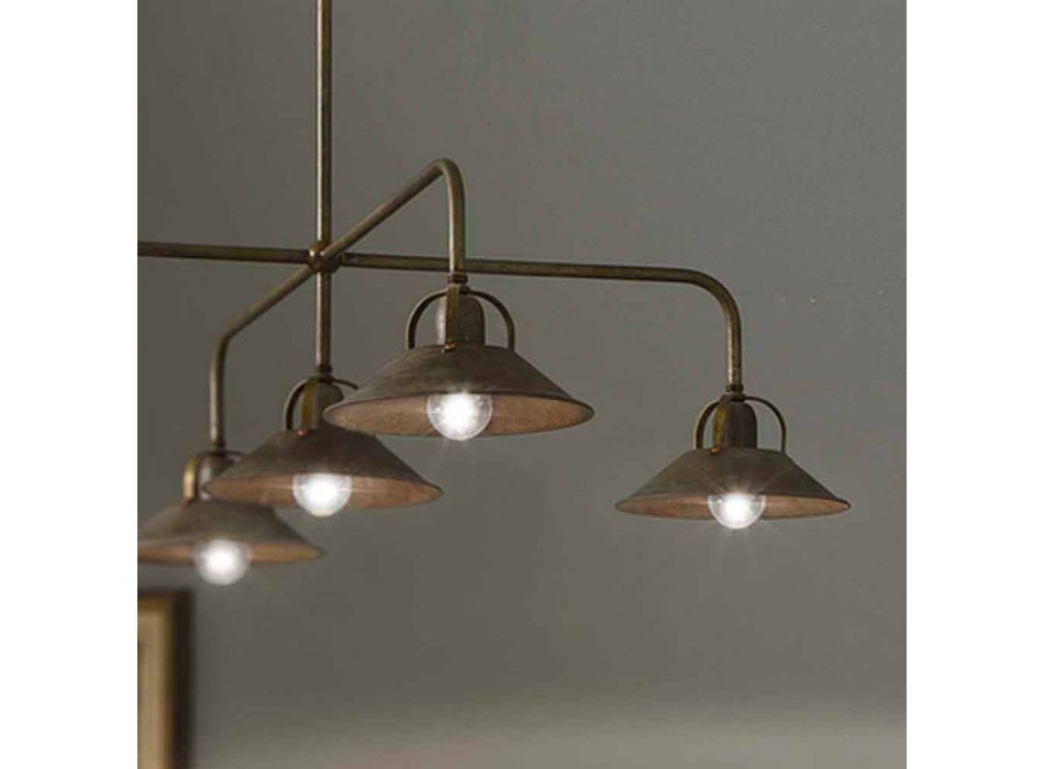Lampa wisząca w stylu vintage z 5 lampkami z mosiądzu - Cascina od Il Fanale Viadurini