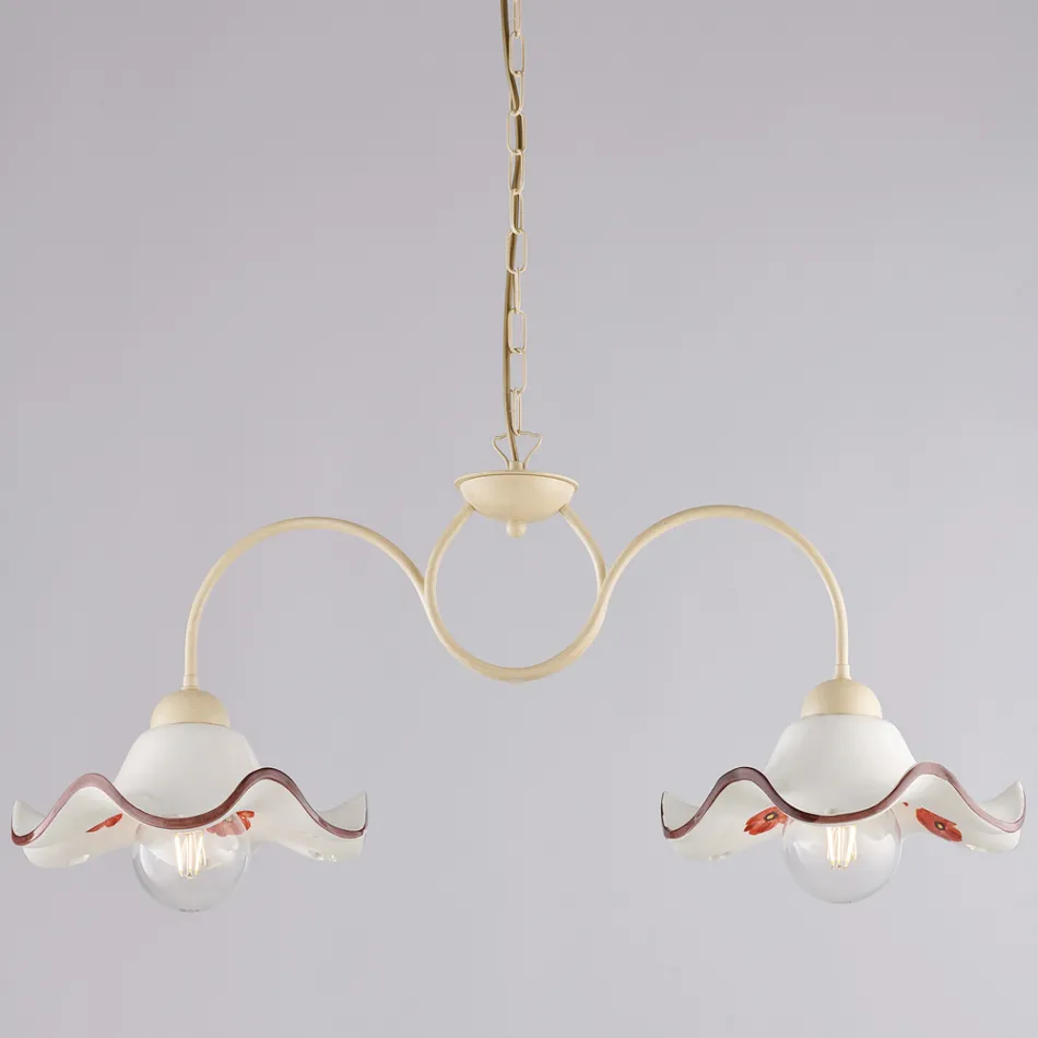 Ręcznie robiona lampa ze szkła i metalu, wyprodukowana we Włoszech, do salonu i sypialni - Merope Viadurini