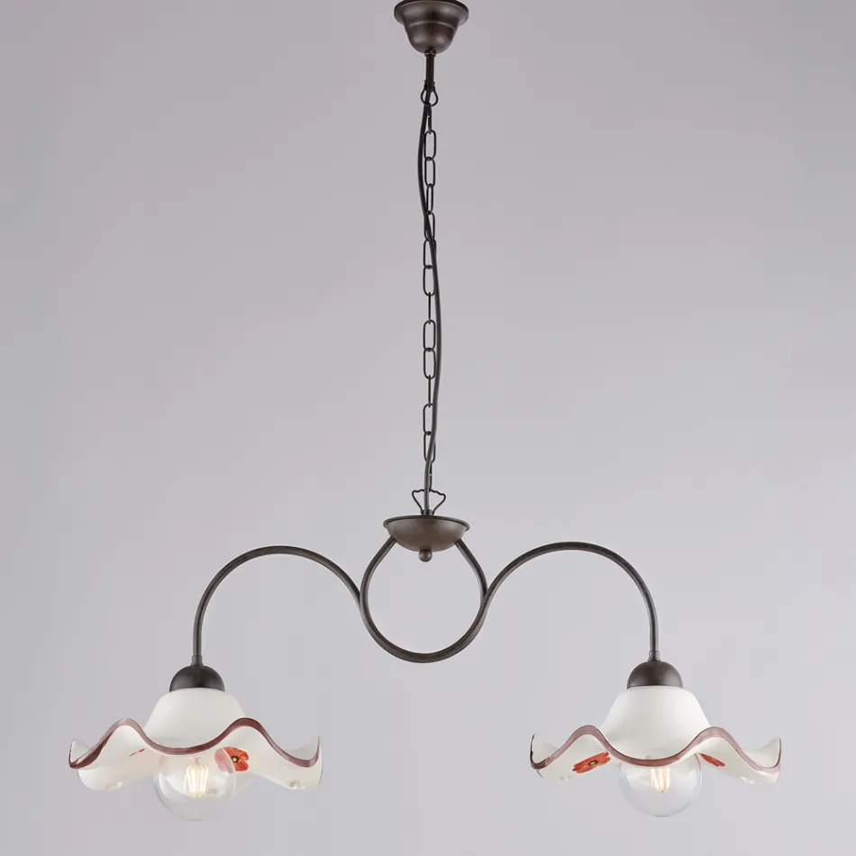 Ręcznie robiona lampa ze szkła i metalu, wyprodukowana we Włoszech, do salonu i sypialni - Merope Viadurini