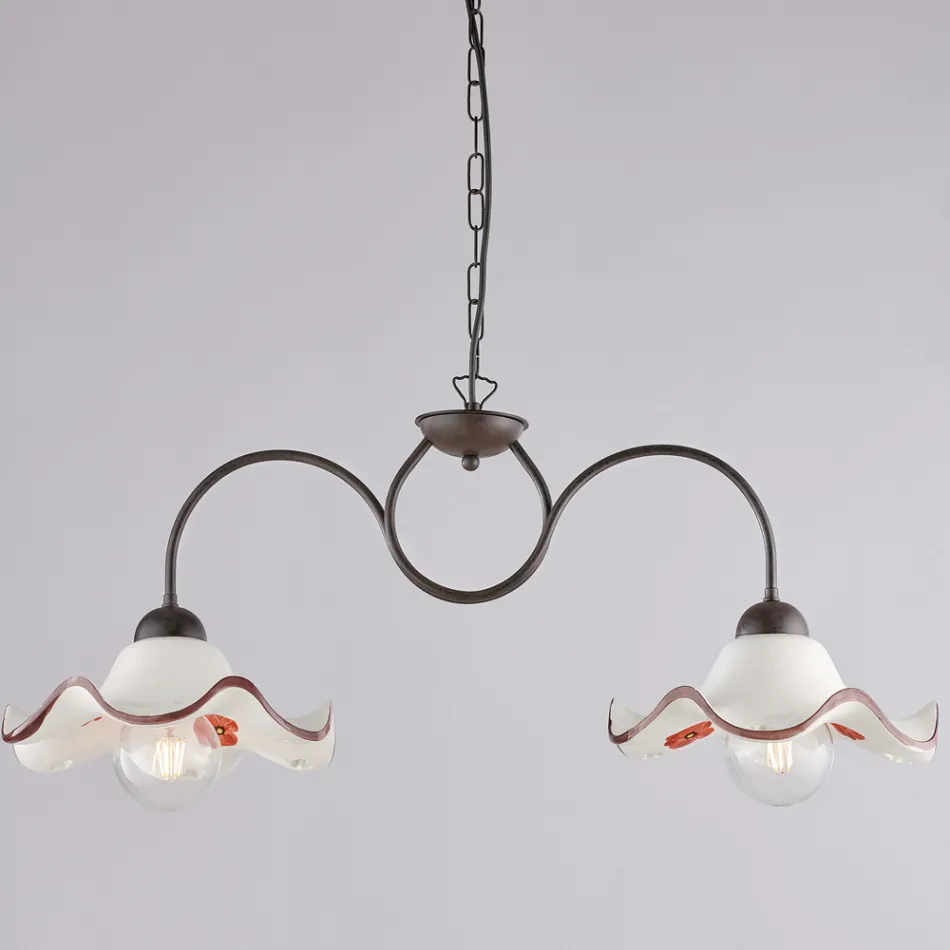 Ręcznie robiona lampa ze szkła i metalu, wyprodukowana we Włoszech, do salonu i sypialni - Merope Viadurini