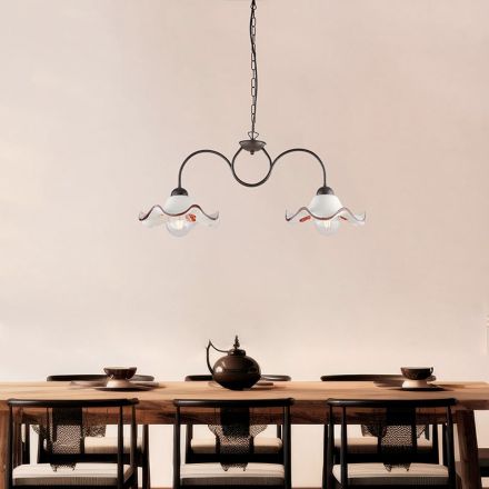 Ręcznie robiona lampa ze szkła i metalu wyprodukowana we Włoszech do salonu i sypialni - Merope Viadurini