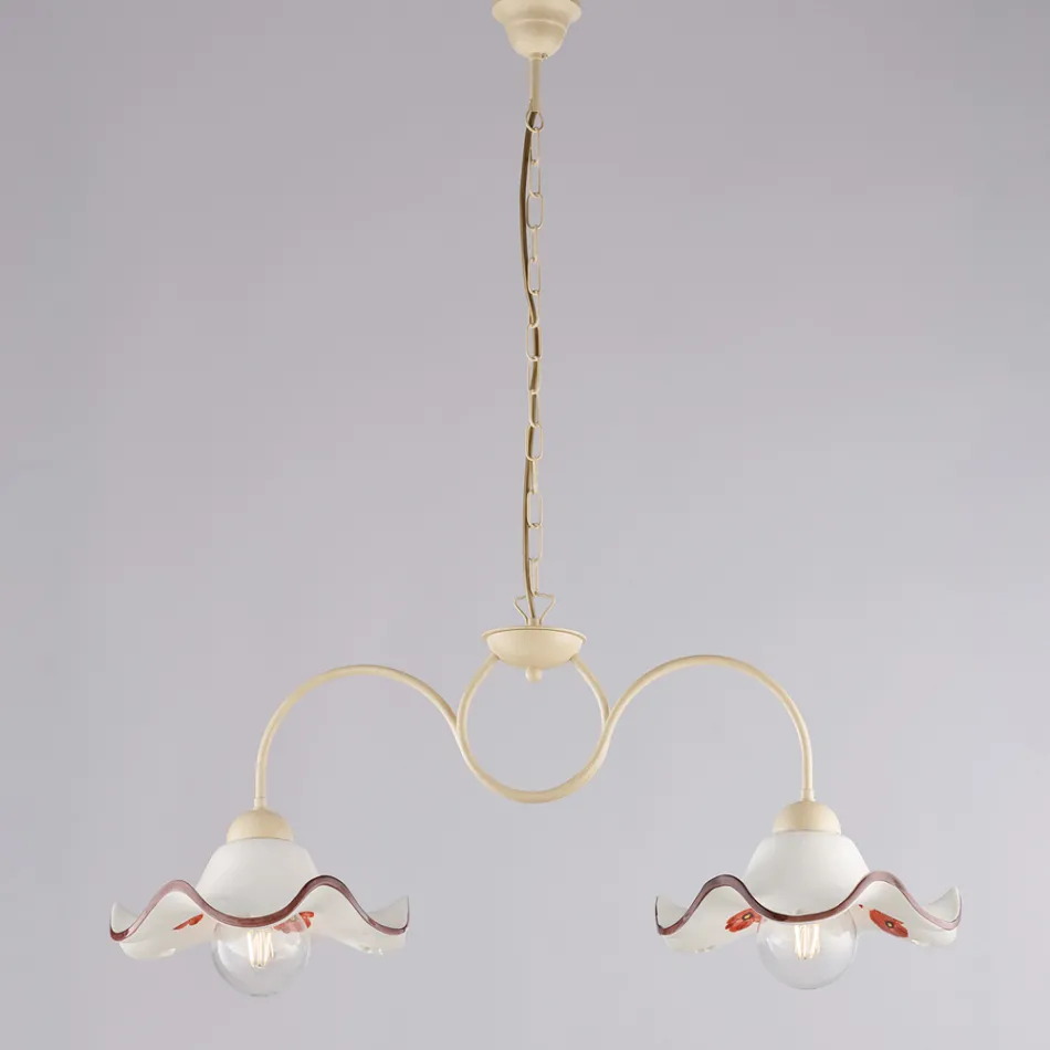 Ręcznie robiona lampa ze szkła i metalu, wyprodukowana we Włoszech, do salonu i sypialni - Merope Viadurini