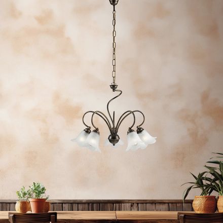 Ręcznie robiona lampa ze szkła i metalu do wyrafinowanych wnętrz – Cometa Viadurini