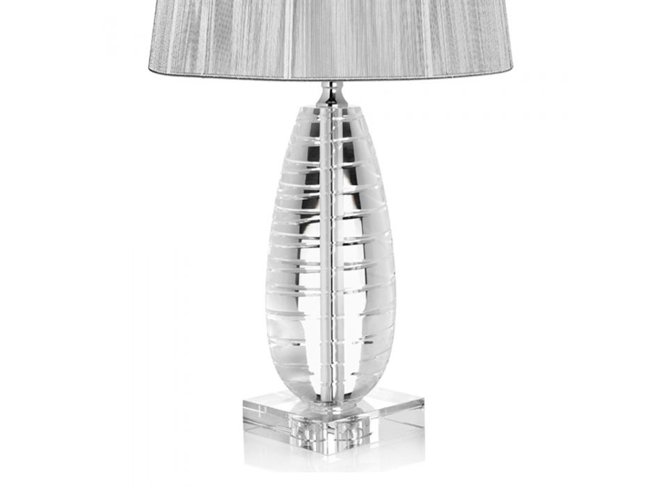Klasyczna kryształowa lampa stołowa i luksusowy kwadratowy abażur - Squilla Viadurini
