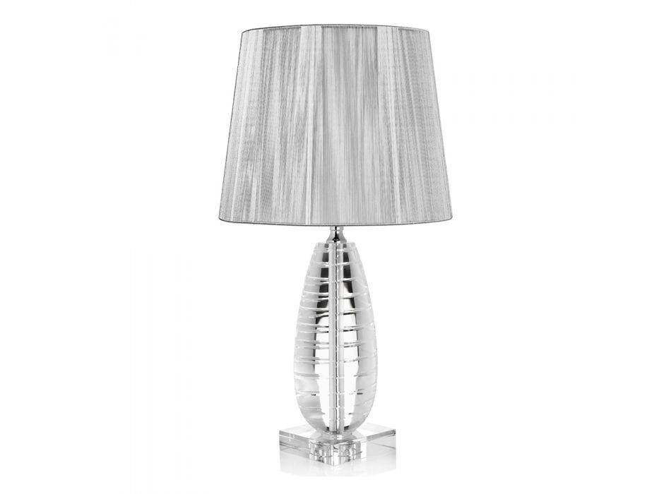 Klasyczna kryształowa lampa stołowa i luksusowy kwadratowy abażur - Squilla Viadurini