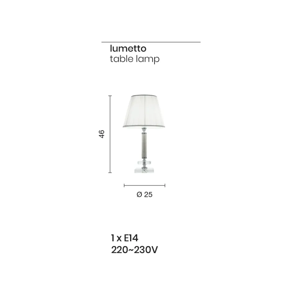 Klasyczna lampa wsporcza ze złotego metalu, kryształu i abażuru - Similo Viadurini