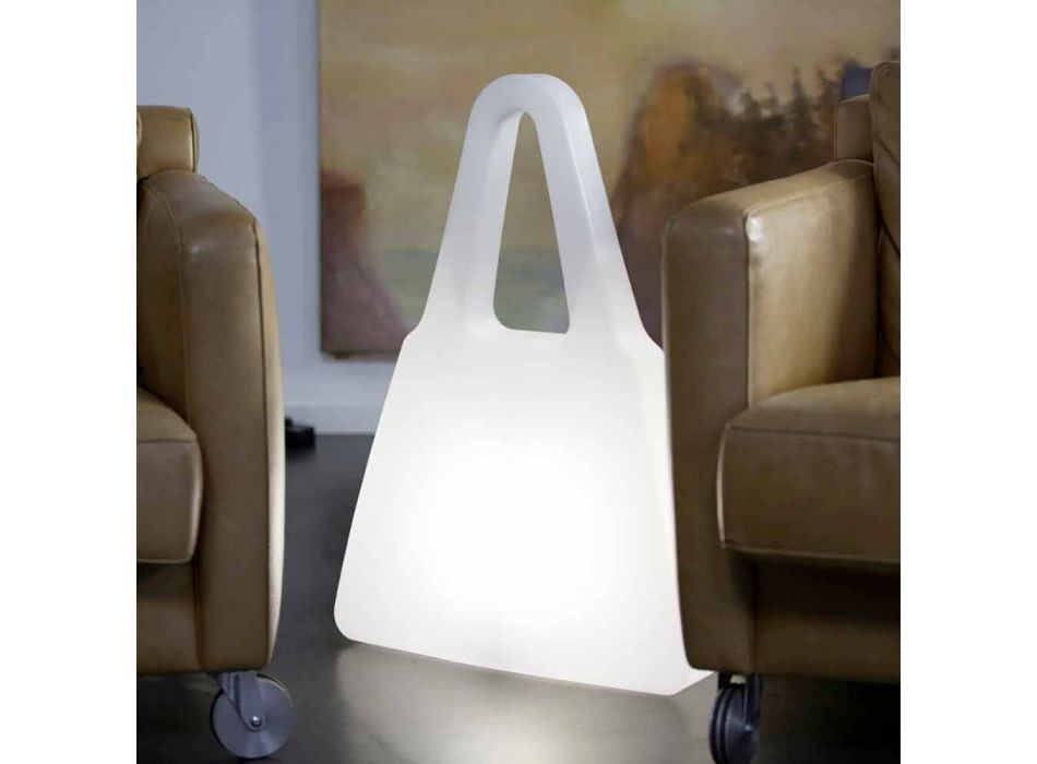 Nowoczesna lampa stołowa z białego tworzywa sztucznego do wnętrz - Borsastar Viadurini