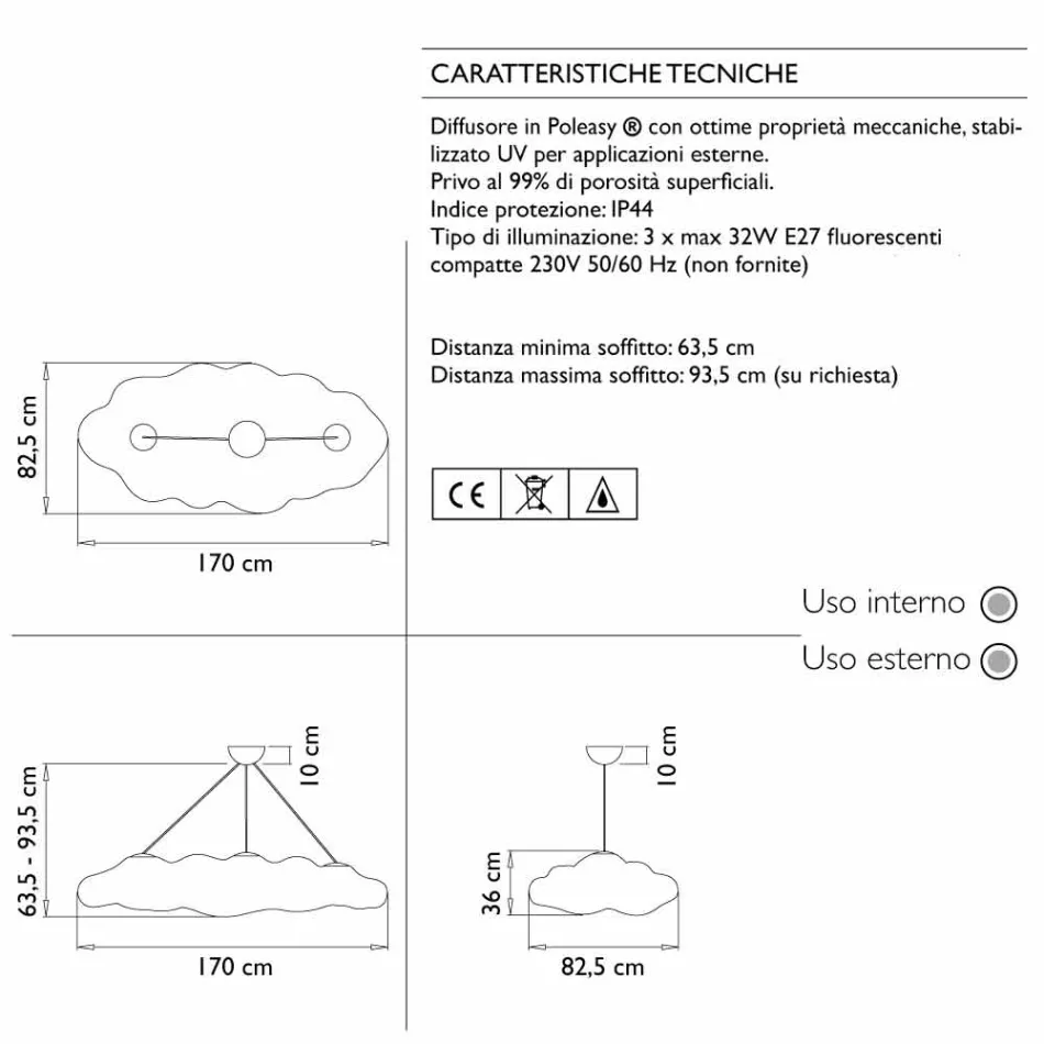 Zewnętrzna lampa wisząca z polietylenu - Nefos by Myyour Viadurini