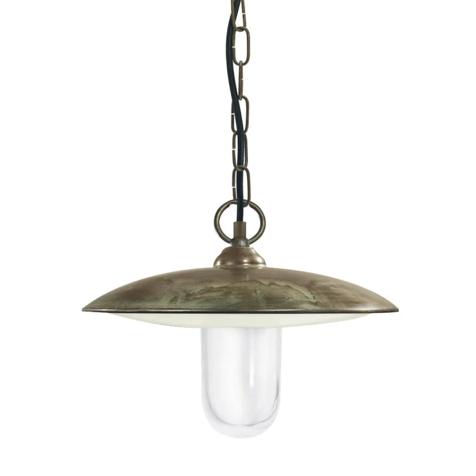 Lampa ogrodowa z mosiądzu, szkła i IP44, wyprodukowana we Włoszech - Drago Viadurini