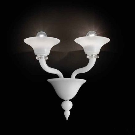 Kinkiet z 2 światłami z ręcznie wykonanego szkła weneckiego - Ismail Viadurini