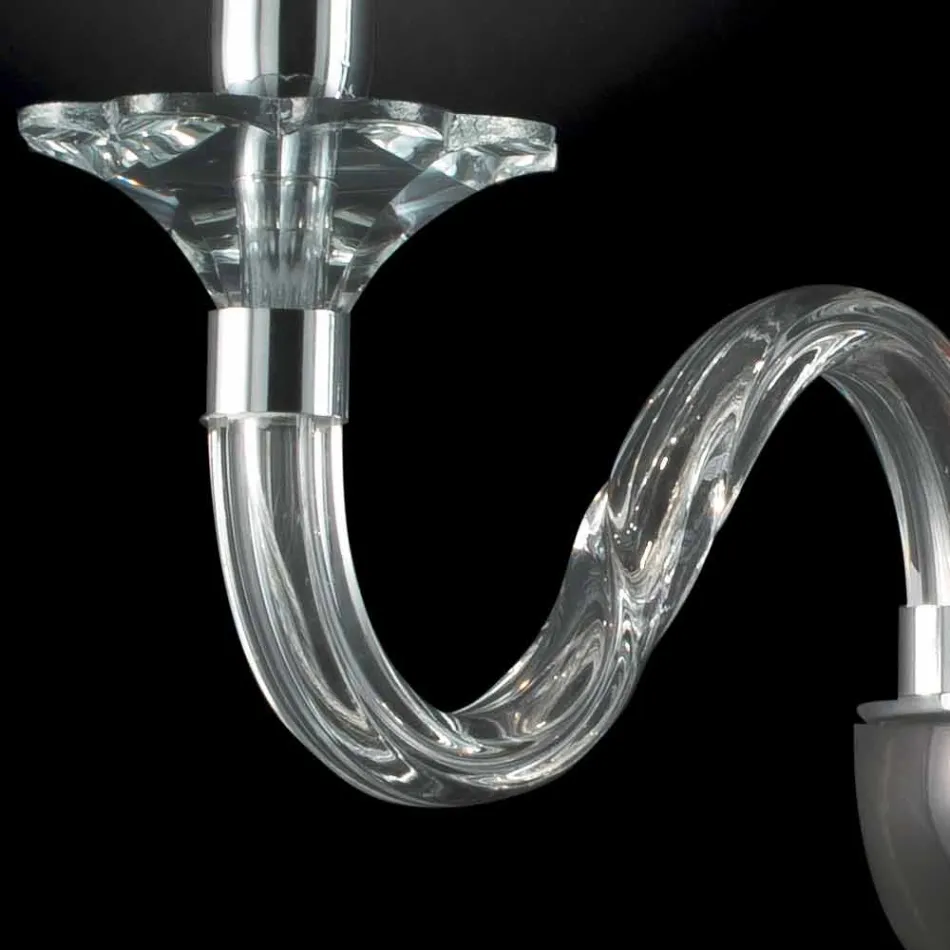 Kinkiet w dwa światła szkła i kryształu Ivy, wykonane we Włoszech Viadurini