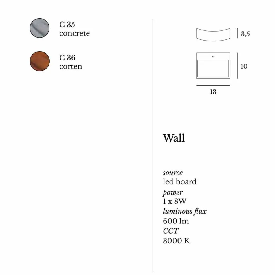 Nowoczesna lampa ścienna ze stali Ø13xh .3,5xsp.10 cm Osea Viadurini