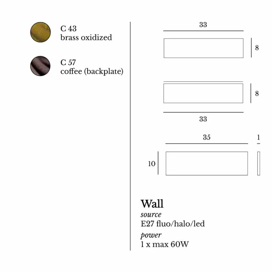 Projekt kinkiet z mosiądzu i stali Ø35xh.10xsp.9 cm Harya Viadurini