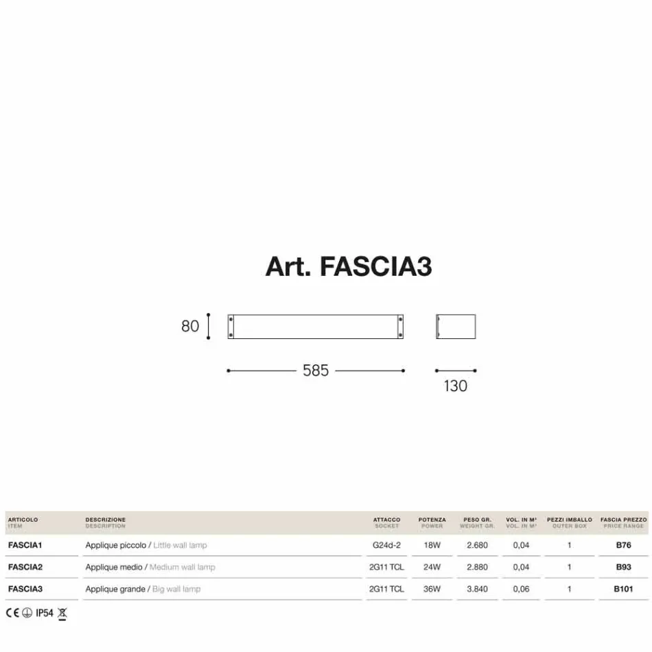 Kinkiet Moda miedzi i biały metakrylan Viadurini