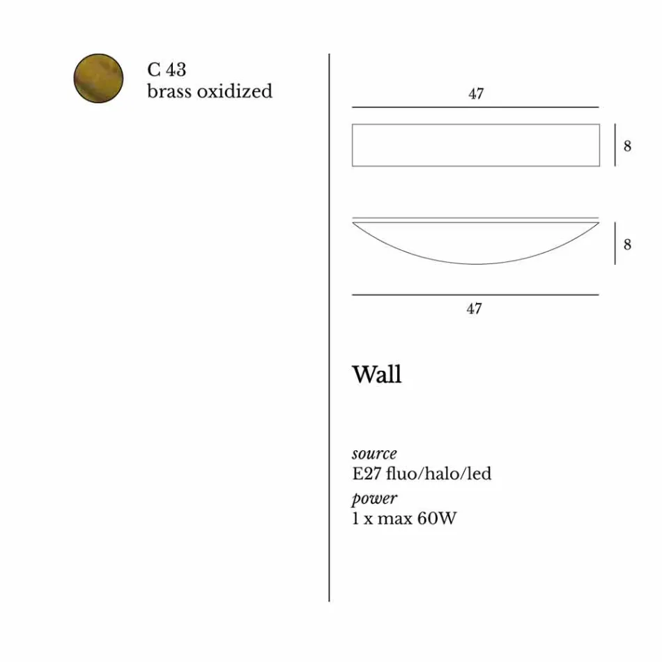 Nowoczesna mosiężna kinkiet Ø47xh.8xsp.8 cm Blandine Viadurini