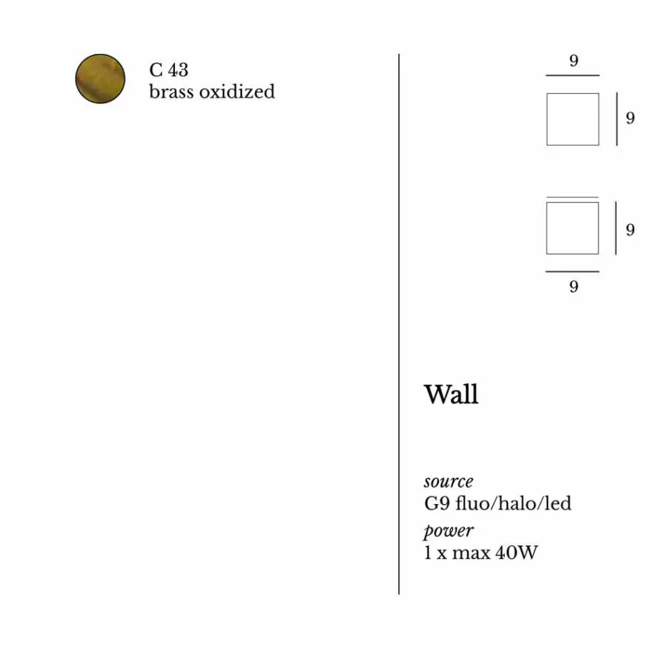 Nowoczesna mosiężna kinkiet Ø9xh.9xsp9 cm Venere Viadurini