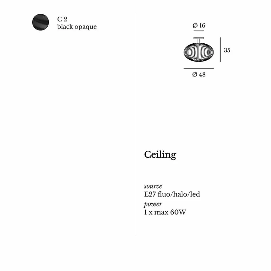 Nowoczesna lampa sufitowa z malowanej stali, Ø48xH 35 cm, Heila Viadurini