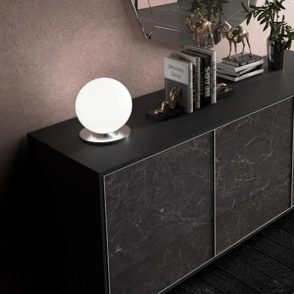 Lampa stołowa Artisan z dmuchanego białego szkła weneckiego - śnieg Viadurini