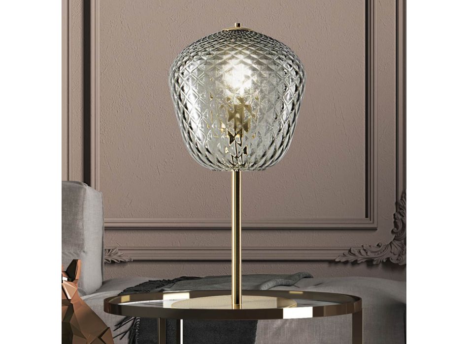 Ręcznie robiona lampa stołowa z dmuchanego szkła weneckiego - Dalia Balloton Viadurini