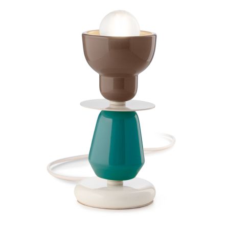 Niska ceramiczna lampa stołowa w 2 kolorach Made in Italy - Berimbau Viadurini