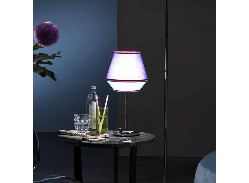 Niebieska lampa stołowa z chromowaną metalową konstrukcją Made in Italy - Soya Viadurini