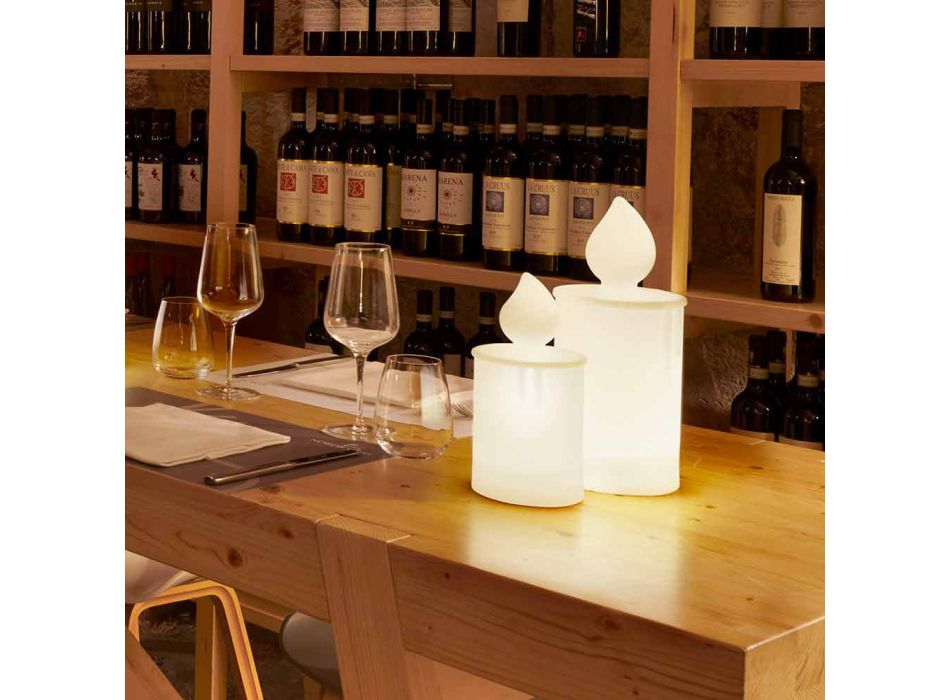 Biała lub czerwona świecąca lampa stołowa Design by Slide - Fiammetta Viadurini