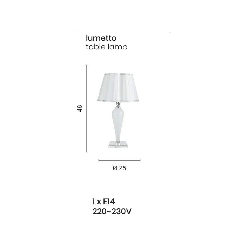 Klasyczna lampa stołowa wykonana ręcznie ze szkła i kryształu - Mariangela Viadurini