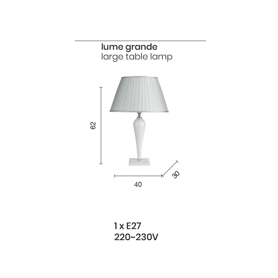 Klasyczna włoska ręcznie robiona szklana lampa stołowa i abażur - Rapallo Viadurini