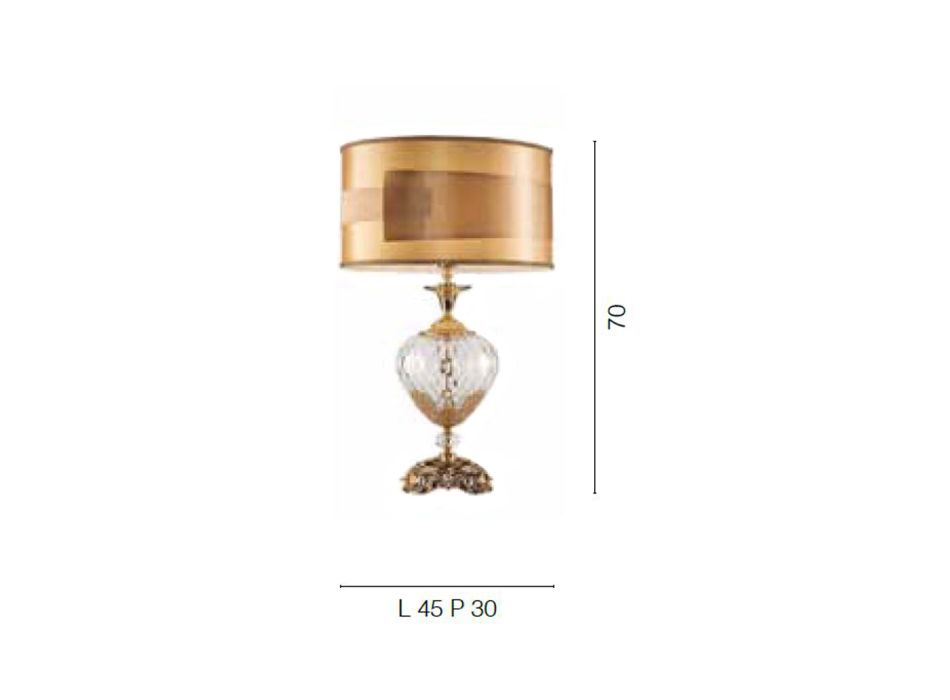 Klasyczna Lampa Stołowa Włoskie Ręcznie Robione Szkło i Kryształy - Magrena Viadurini