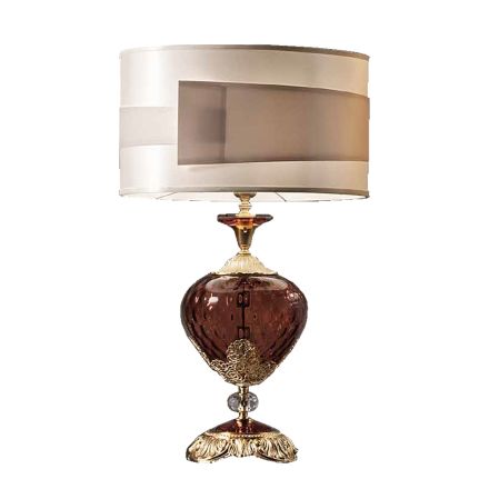 Klasyczna Lampa Stołowa Włoskie Ręcznie Robione Szkło i Kryształy - Magrena Viadurini
