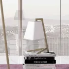 Lampa stołowa o konstrukcji z metalu i tkaniny Made in Italy - Barton Viadurini