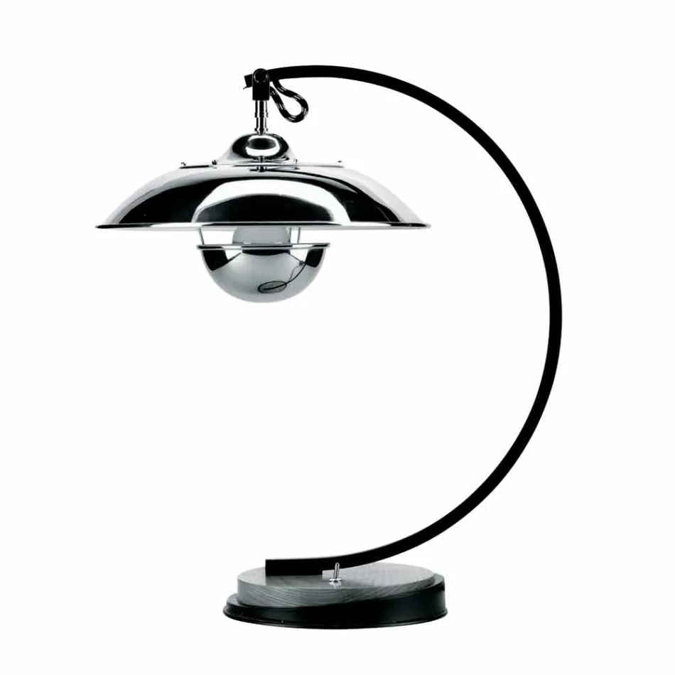 Lampa stołowa ze strukturą z dębu i metalu Made in Italy - Lumetto Viadurini