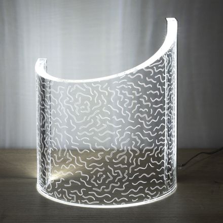 Akrylowa kryształowa lampa stołowa Zakrzywiona konstrukcja Laser Decor - Ithan Viadurini