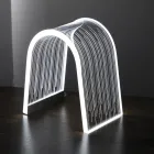 Przezroczysta akrylowa kryształowa lampa stołowa z grawerowaną dekoracją - Bertella Viadurini