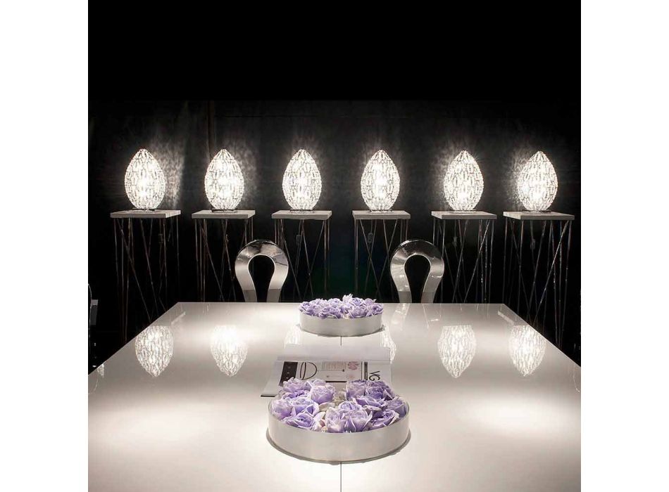 Projekt lampa stołowa w kształcie kryształu i stali Jajko Viadurini