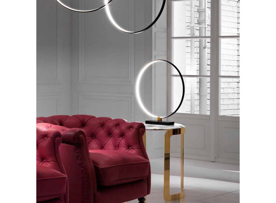 Designerska lampa stołowa z czarnego aluminium i mosiądzu Made in Italy - Norma Viadurini
