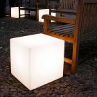 Lampa stołowa i podłogowa Slide Biała jasna kostka wykonana we Włoszech Viadurini