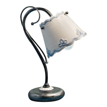 Lampa stołowa Efekt haftu ręcznie malowanego z żelaza i ceramiki - Rawenna Viadurini