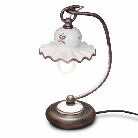 Wiejska ręcznie zdobiona ceramiczna lampa stołowa Artisan - Rzym Viadurini