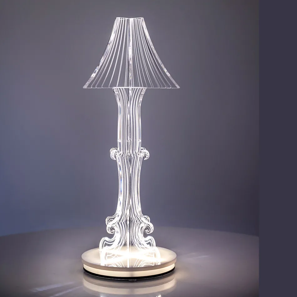 Lampa stołowa Aurel z pleksiglasu w dwóch rozmiarach, wyprodukowana we Włoszech Viadurini