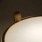 Lampa stołowa z buku z detalami z metalu i wegańskiej skóry - Avetta Viadurini