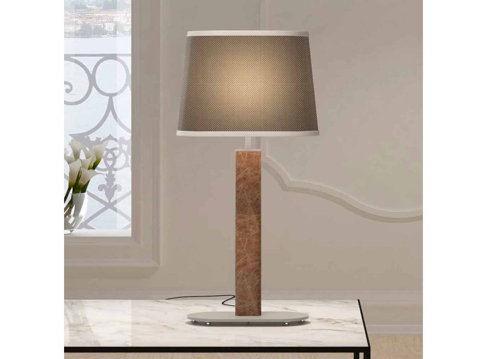 Metalowa lampa stołowa z materiałowym abażurem Made in Italy - Jump Viadurini