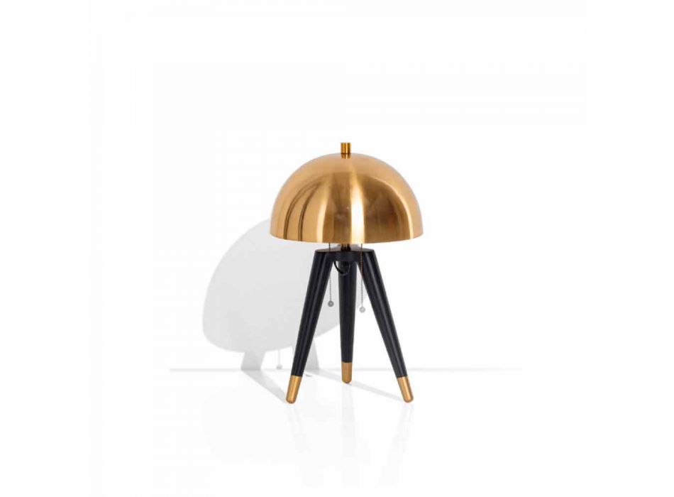 Lampa stołowa z czarnego metalu i szczotkowanego mosiądzu Made in Italy - Peter Viadurini