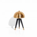 Lampa stołowa z czarnego metalu i szczotkowanego mosiądzu Made in Italy - Peter