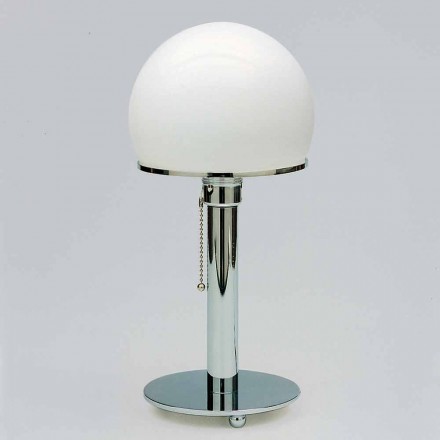 Lampa stołowa w kolorze Opaline z chromowaną strukturą Made in Italy - Toronto Viadurini
